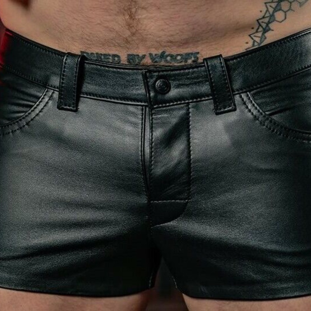 MENS REAL SHEEP LEATHER SHORTS (For 38" Actual Waist) - Picture 4 of 9